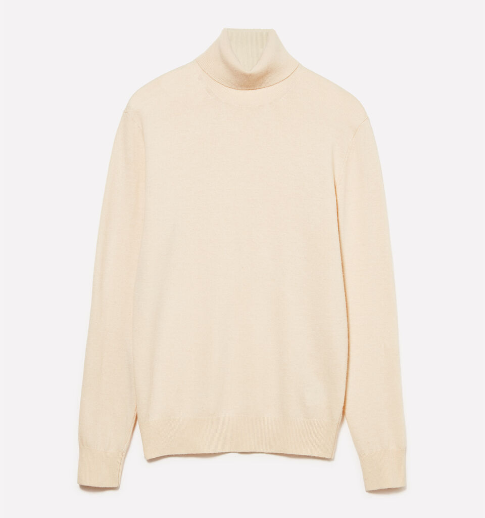 Camisola bege regular fit com gola alta - camisolas gola alta para homem - Baunilha | Sisley image number 1